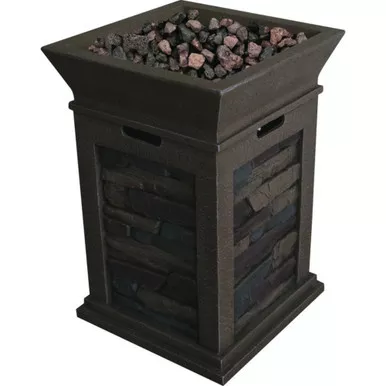 29" Charcoal Black and Anchor Gray Plastic Alpine Gas Firebowl Column
